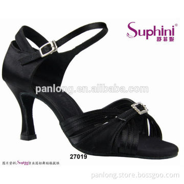 Black Latin Dance Shoes Lady with Crystal 270
